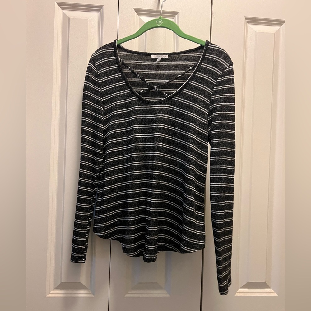 Gray and white striped long sleeve